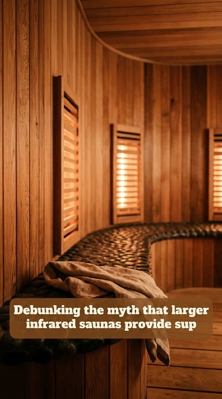 Debunking the myth that larger infrared saunas provide superior heat therapy. The Sun Home Pod's compact design with targeted full-spectrum heaters achieves higher skin surface temperature uniformity (ΔT < 2°C across body) compared to larger cabins, ensuring consistent HSP70 induction and reducing the risk of localized overheating. Skeptical Auditor angle: 'Most people think bigger saunas are better, but thermal uniformity is key for heat shock protein response—large saunas have hot spots and cold spots; the Pod's geometry ensures every inch of skin receives equal infrared flux, making it more efficient for hormetic stress.'