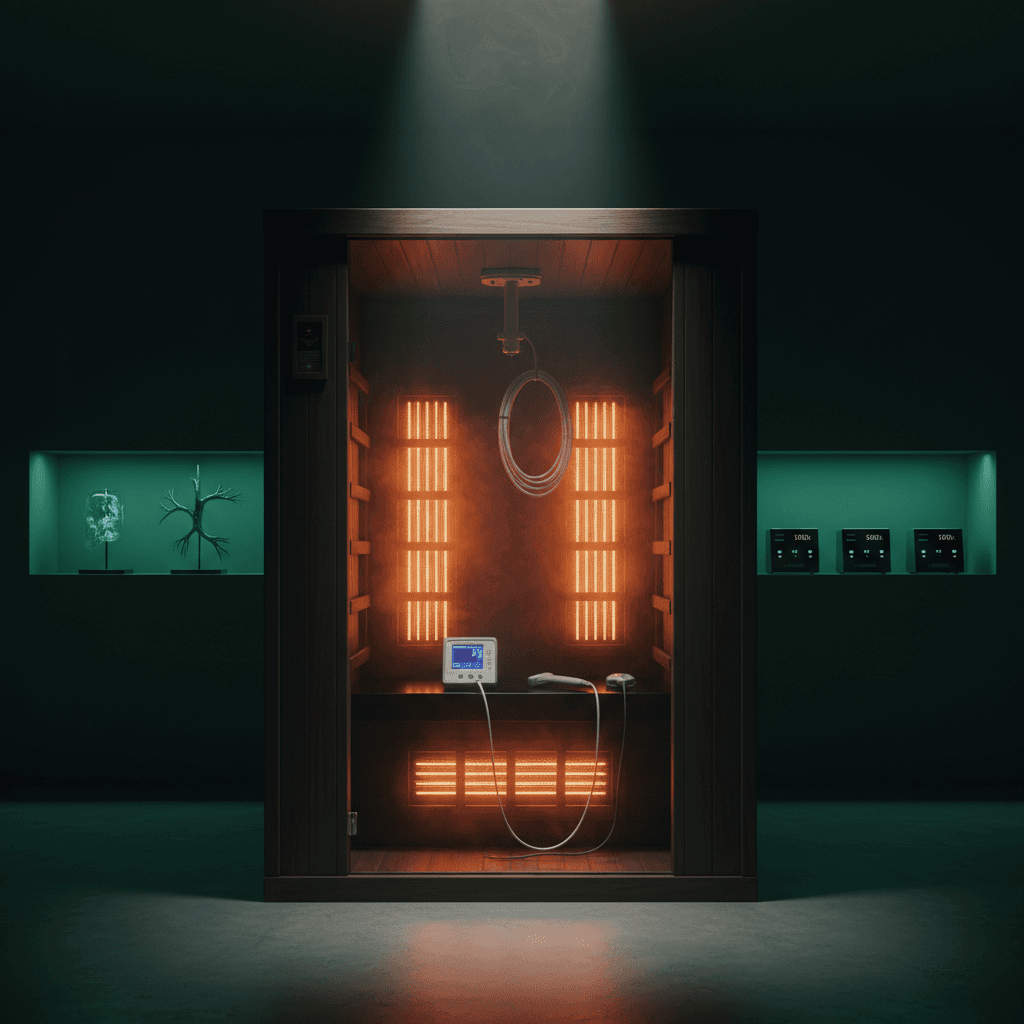 Debunking the myth that saunas are only for relaxation. Infrared saunas increase core body temperature, triggering vasodilation and heat shock protein expression (HSP70, HSP90) which enhances nitric oxide bioavailability, improving endothelial function and reducing arterial stiffness. The Skeptical Auditor angle: 'Think saunas just make you sweat? The real benefit is arterial compliance—infrared wavelengths penetrate subcutaneous fat to directly heat blood vessels, triggering NO-dependent vasodilation that rivals aerobic exercise in vascular benefits.'
