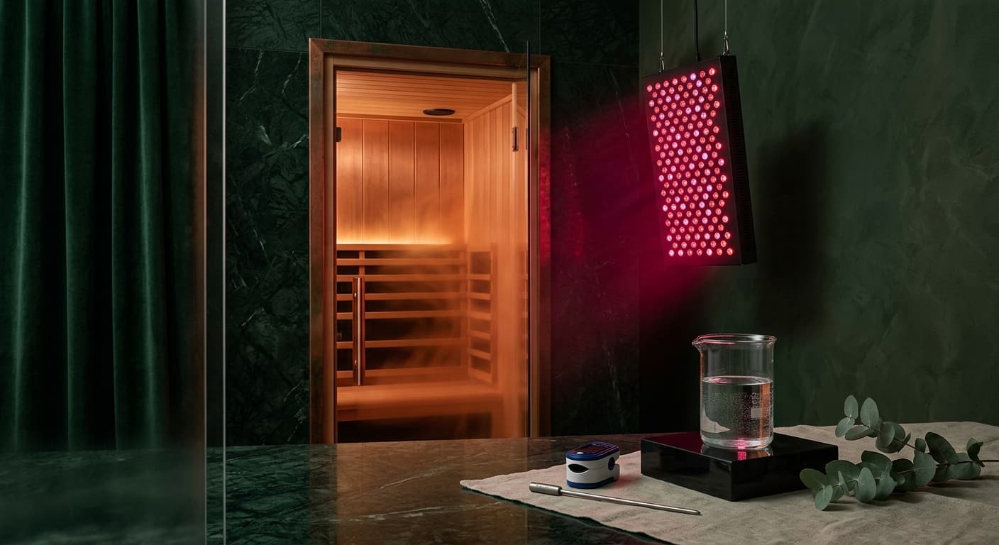 Debunking the myth that red light therapy outperforms traditional saunas for recovery. Red light primarily stimulates mitochondrial cytochrome c oxidase for ATP, while heat stress (sauna) upregulates HSP70 and triggers hormetic pathways. For recovery, the combination of heat and red light is superior.
