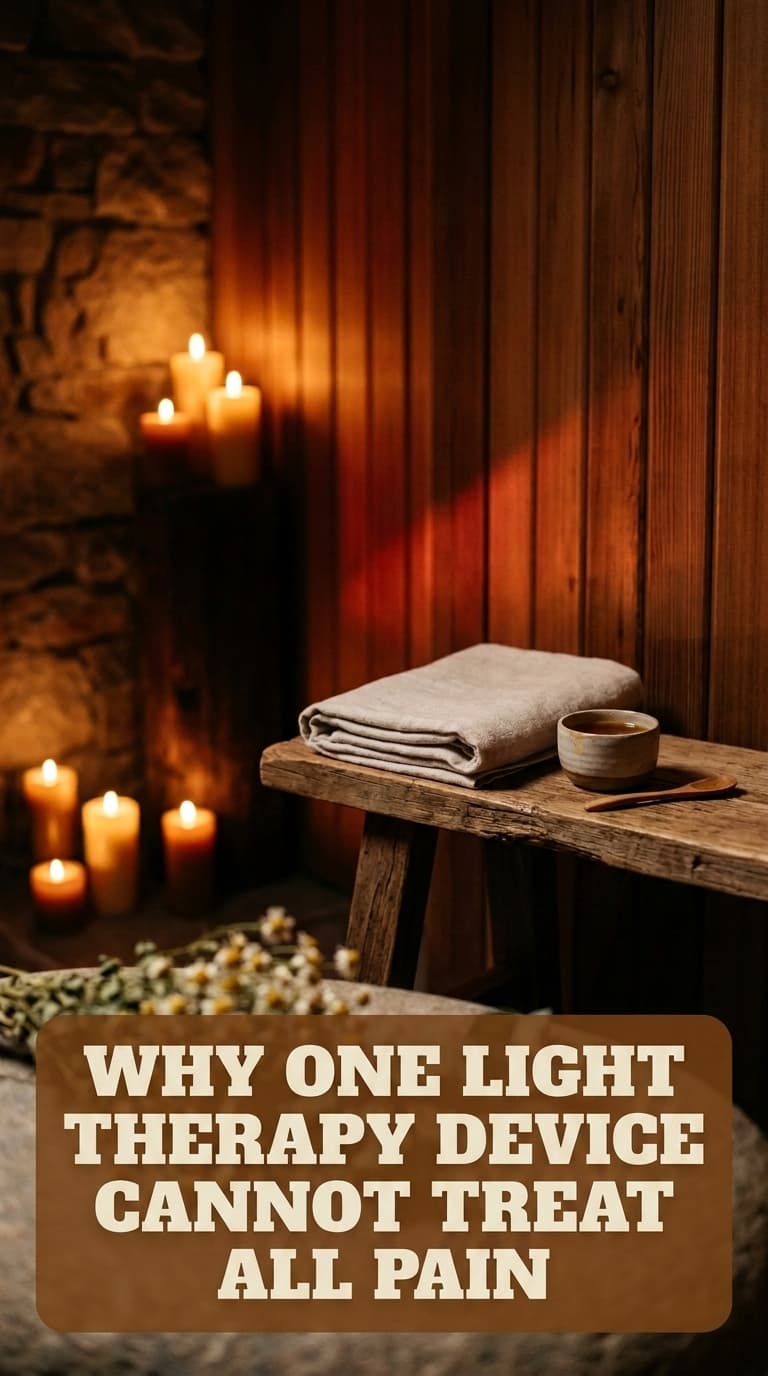 Debunking the myth that a single light therapy device can treat all pain types. Inflammatory pain (e.g., arthritis, tendonitis) responds best to red LED (630 nm) at high fluence (≥20 J/cm²) to reduce COX-2 and PGE2, while deep neuropathic or joint pain requires a collimated 810 nm laser to penetrate >5 cm and stimulate mitochondrial biogenesis in dorsal root ganglia. The Novaa Light Switch with interchangeable heads provides both—the Pain Relief LED head delivers 100 mW/cm² at 630 nm for superficial inflammation, and the Extra-Strength Laser head outputs 5W at 810 nm for deep tissue—debunking the 'one-size-fits-all' approach to photobiomodulation.